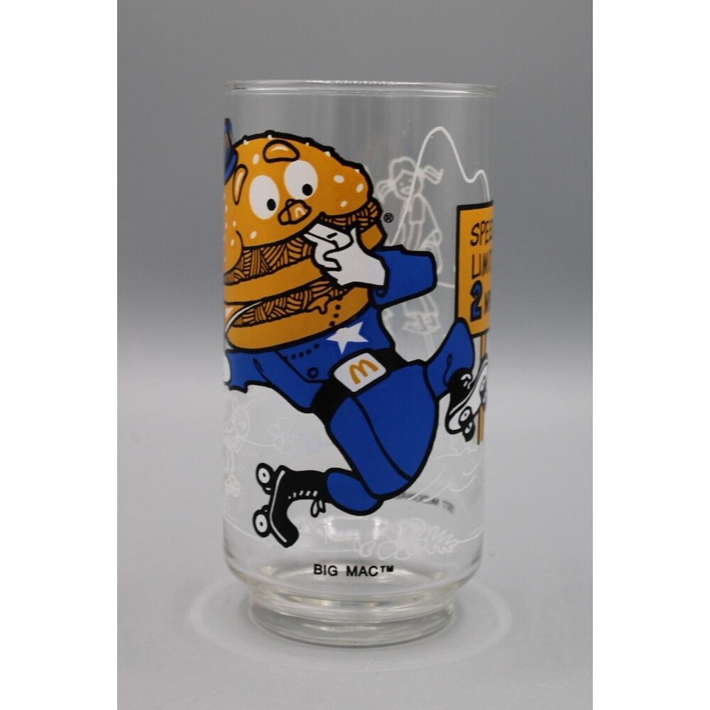 Vintage 1977 McDonald Land Action Series Big Mac Roller Skates Collector Glass